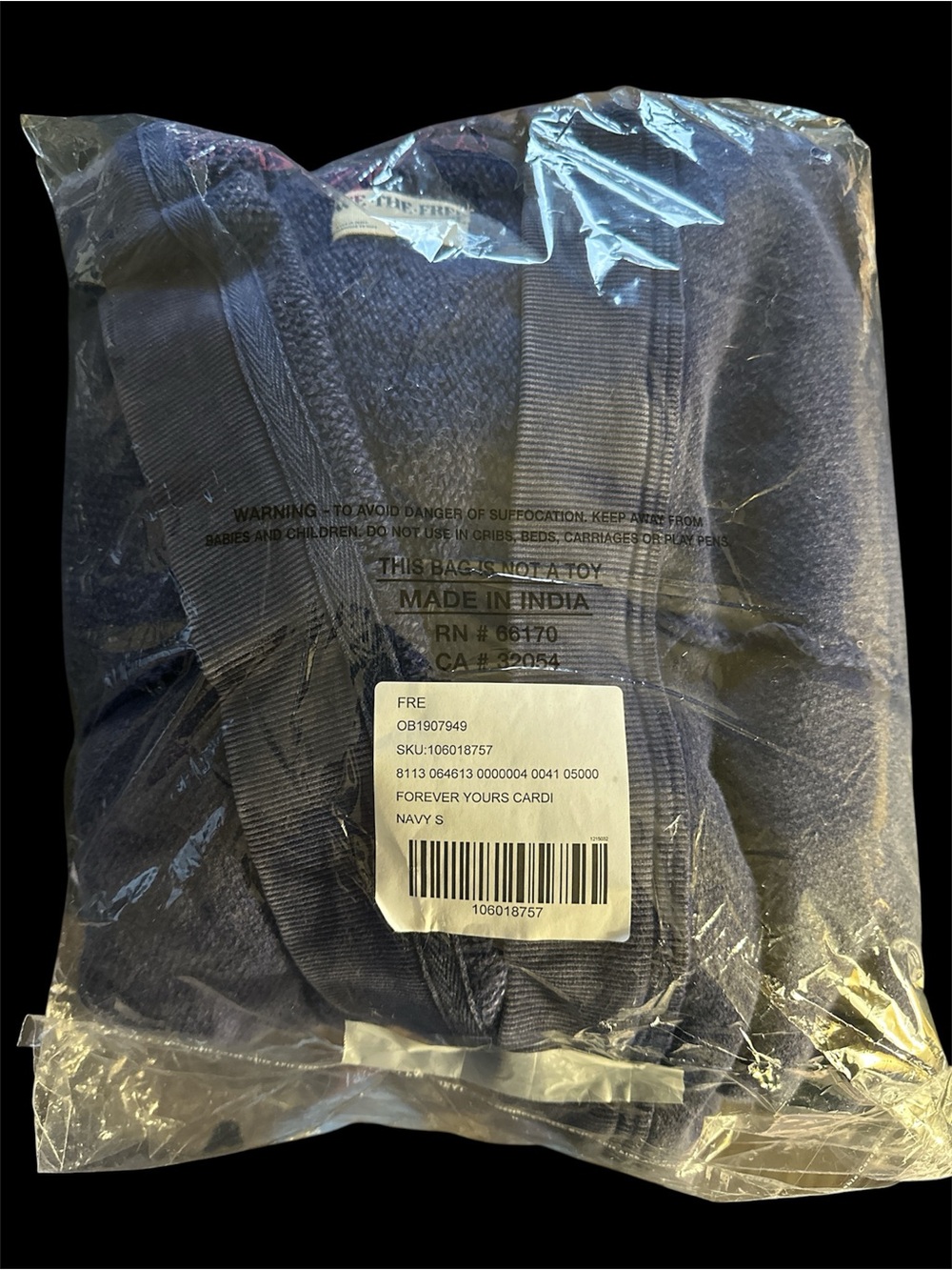 FREE PEOPLE WE THE FREE FOREVER YOURS CARDI NWT Size S in Navy - Picture 4 of 4